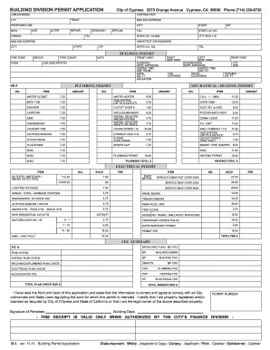 BUILDING DIVISION PERMIT APPLICATION City of Cypress .